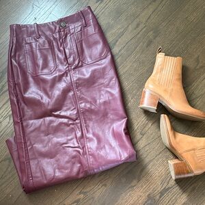 Maeve by Anthropologie Plum Leather wine skirt   NWT